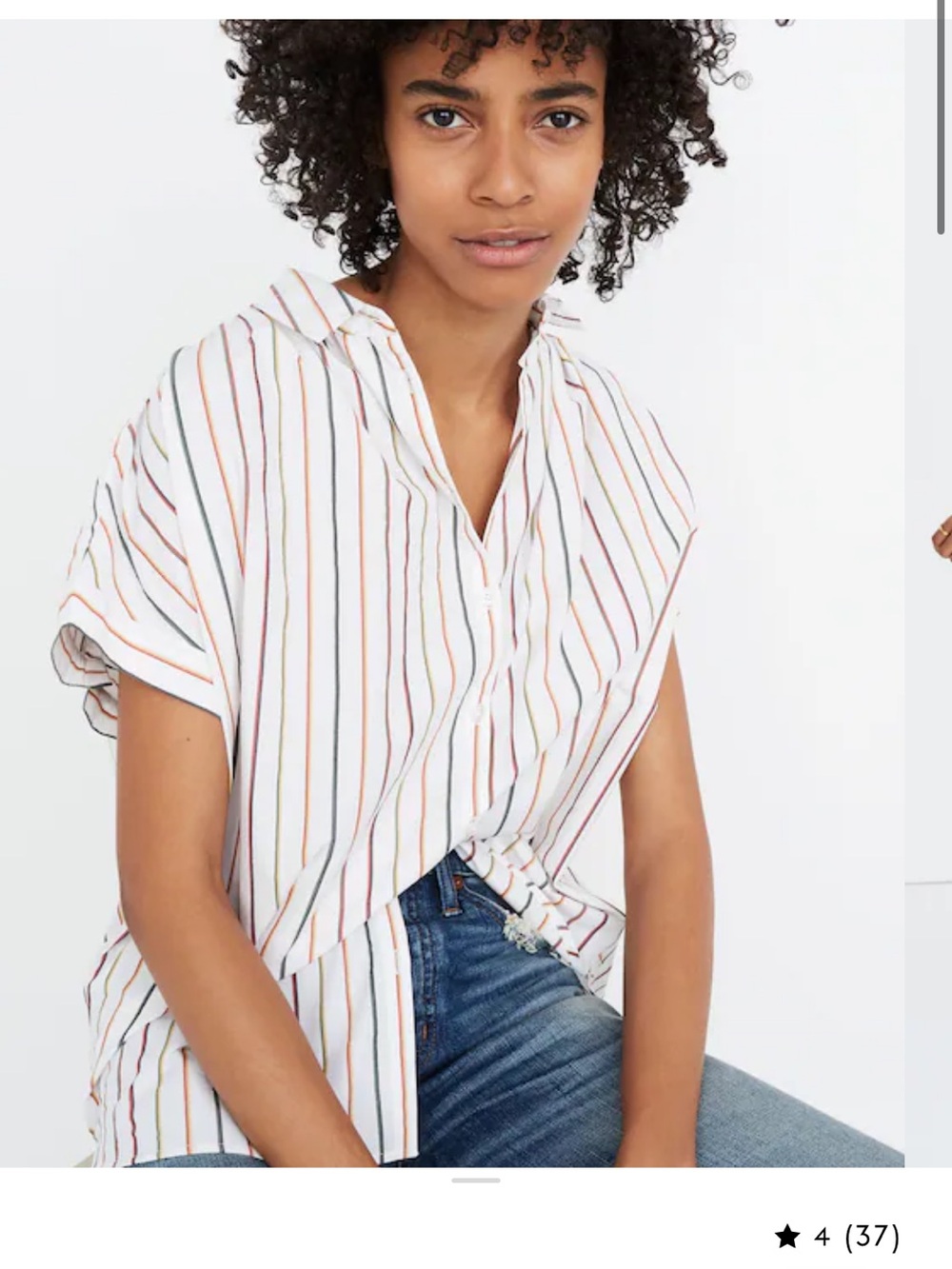 Madewell Central Shirt Oversized Button Front Top Multicolor Sadie Striped L
